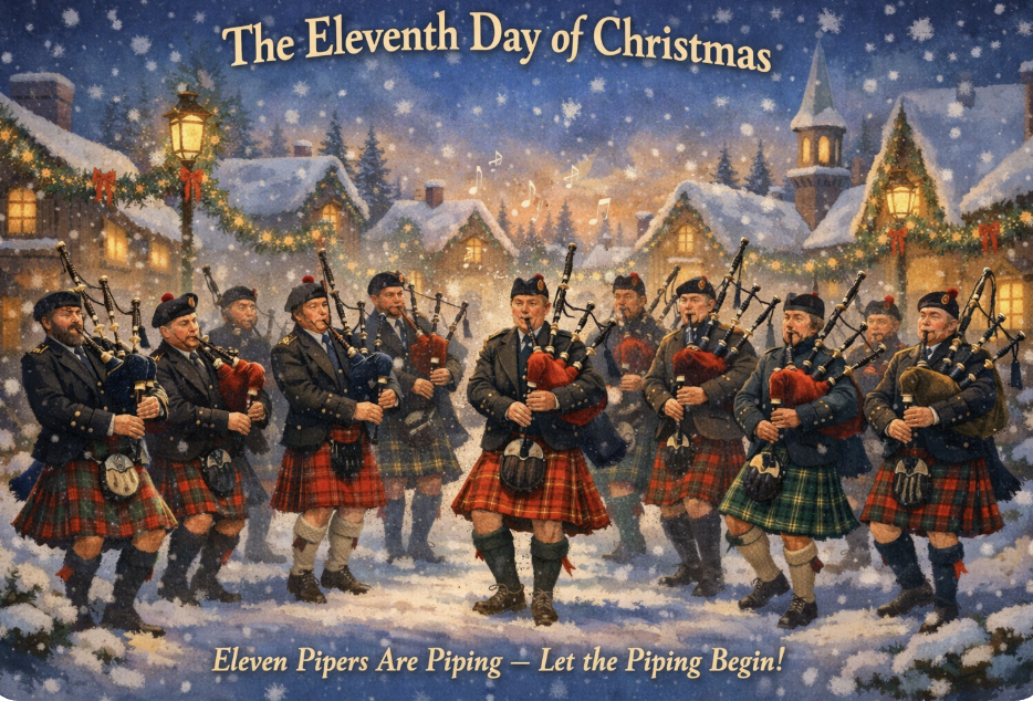 ELEVENTH DAY OF CHRISTMAS – Pipers Piping
