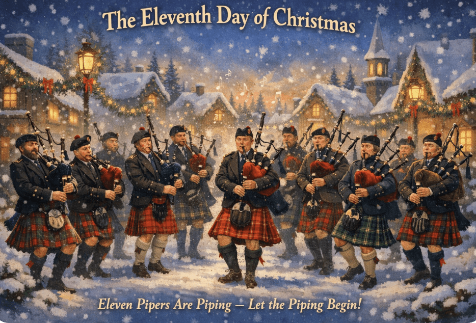 ELEVENTH DAY OF CHRISTMAS – Pipers Piping